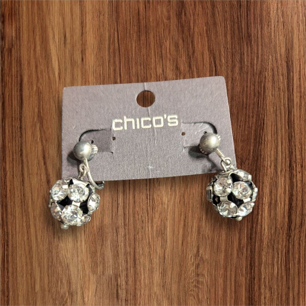 Chicos‎ Silver-Tone Dangling Statement Earrings With Sparkling Rhinestones